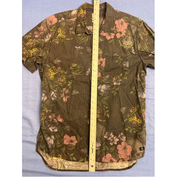 Quiksilver Floral Button Up Shirt Men's Size M Brown - Picture 3 of 9
